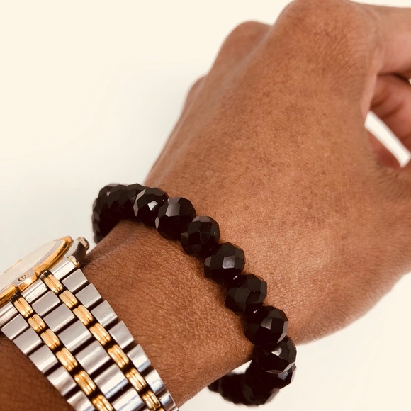 51Twenty Jewelry - hP] CAIRO BLACK GLASS ELASTIC BRACELET